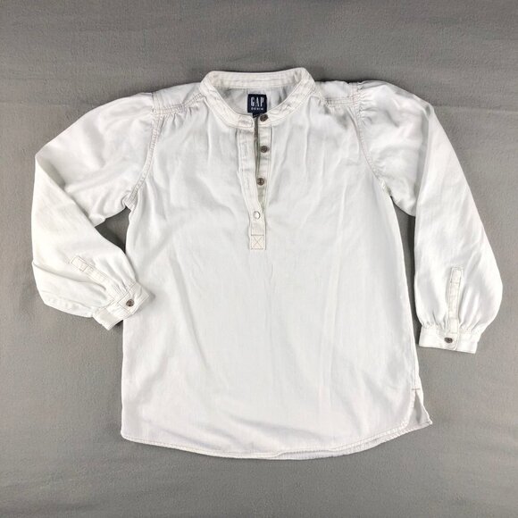 Gap Womens Small White Denim Peasant Shirt, Capsule, Minimalist - Picture 1 of 7